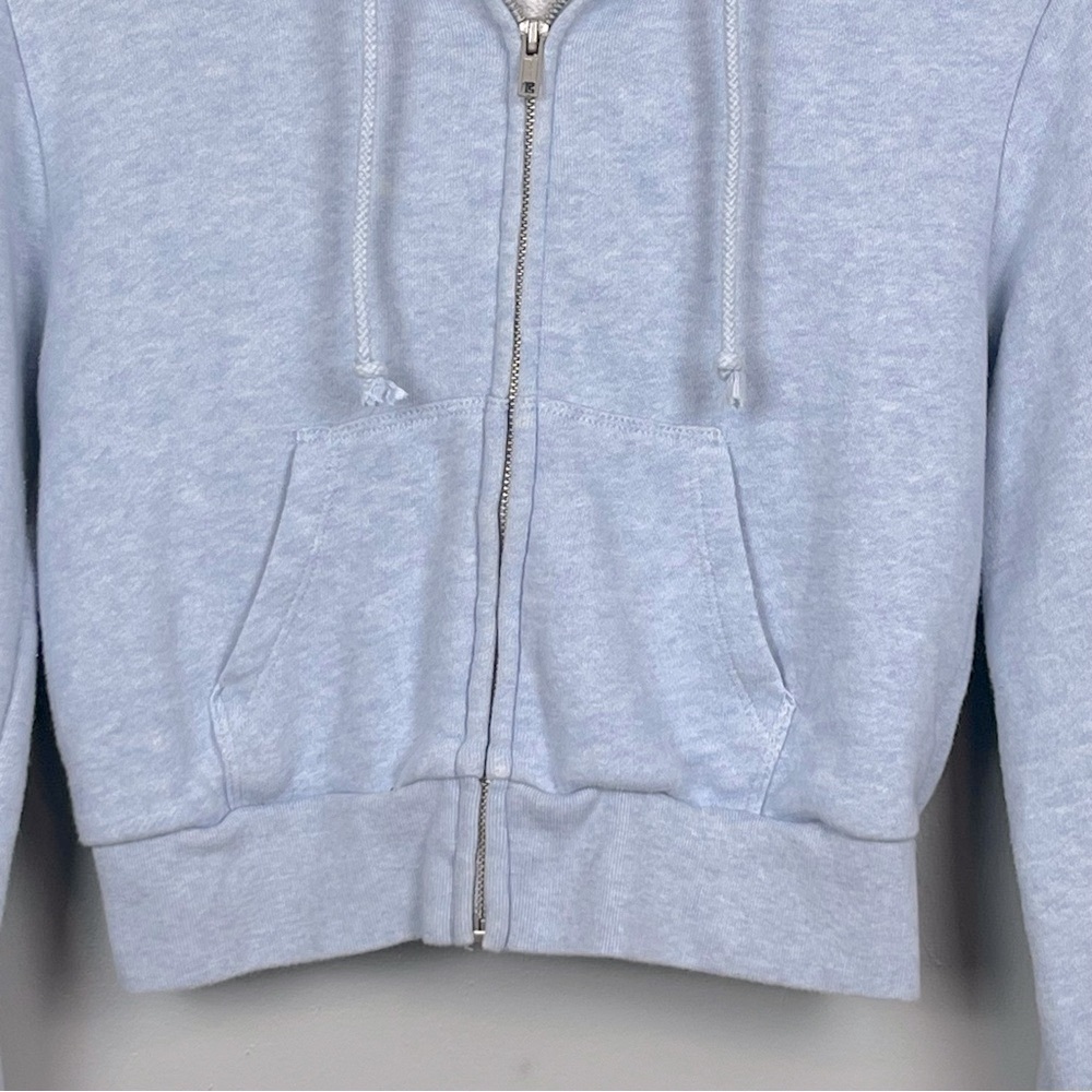 John Galt blue cropped full zip sweatshirt hoodie cotton poly jacket, OS. - Picture 5 of 8